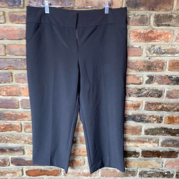 Nicole Miller Brown Wide Leg Cropped Flat Front Dress Pants Women's Size 12 - Picture 1 of 5